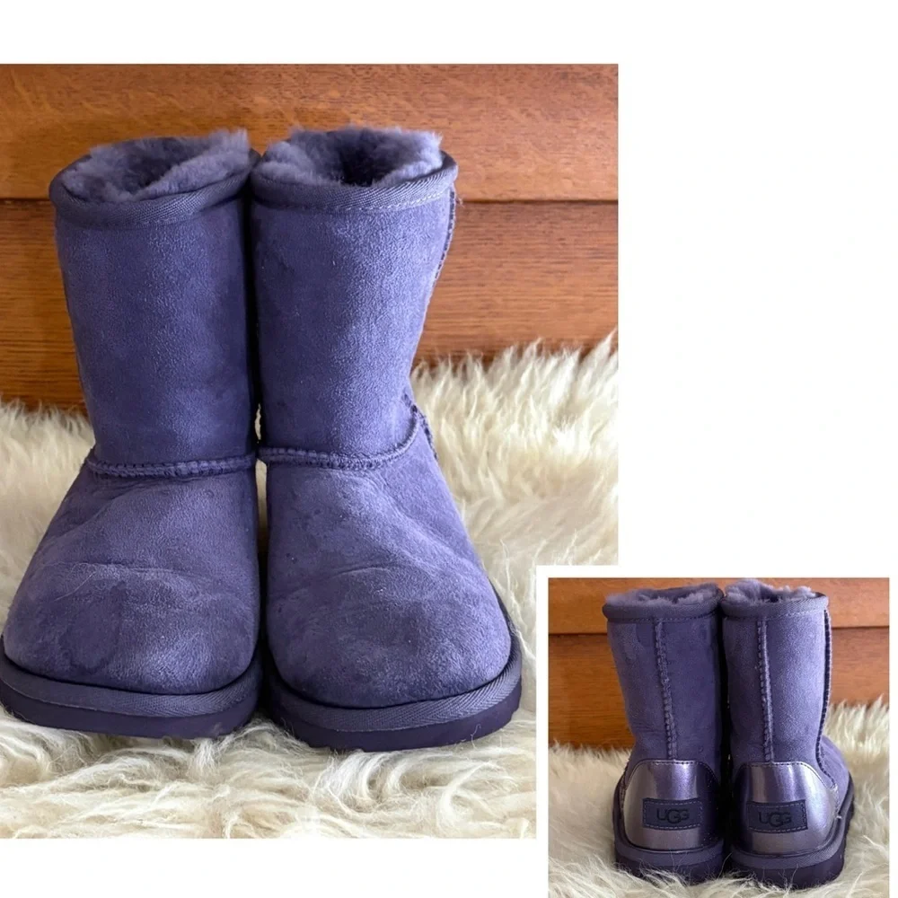 UGG Kid’s Purple Sherpa Lined Short Winter Boots